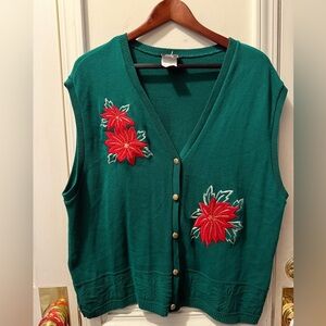 Southern Lady Poinsettia Sweater Vest